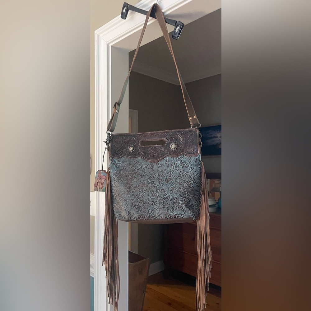 Myra Tooled Leather Fringe Bag